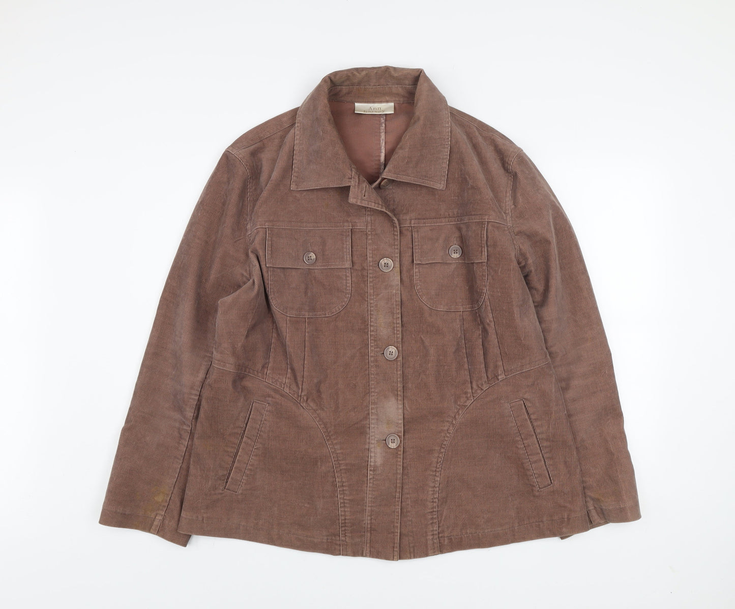 Ann Harvey Women Brown Corduroy Button Jacket Size 20