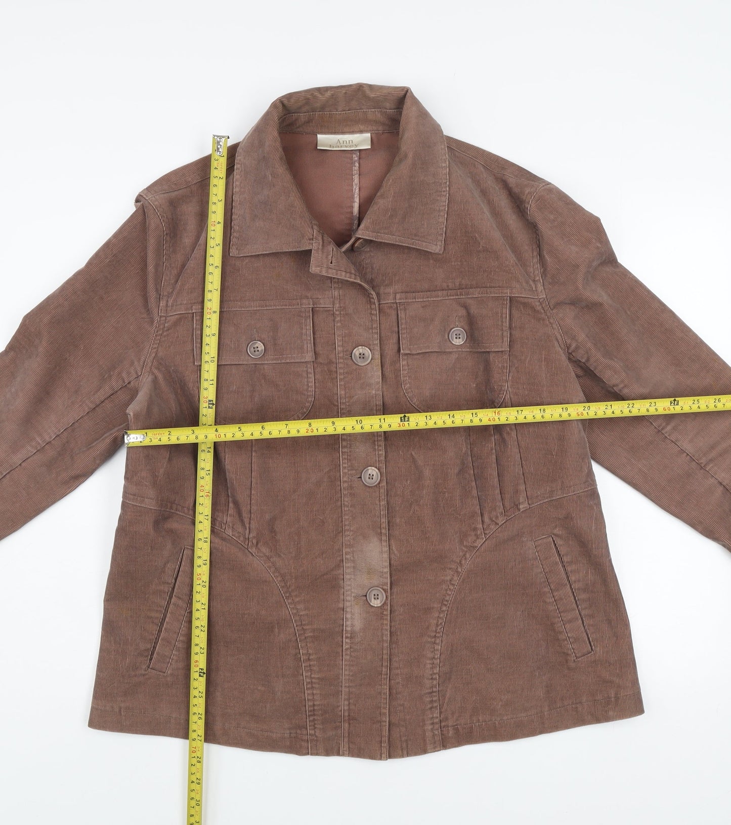 Ann Harvey Women Brown Corduroy Button Jacket Size 20