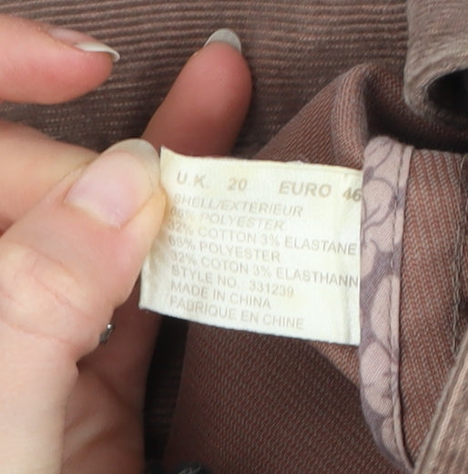 Ann Harvey Women Brown Corduroy Button Jacket Size 20