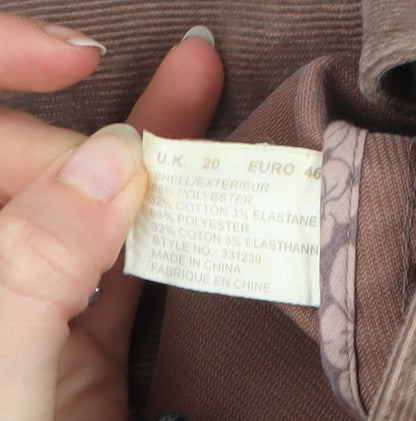 Ann Harvey Women Brown Corduroy Button Jacket Size 20