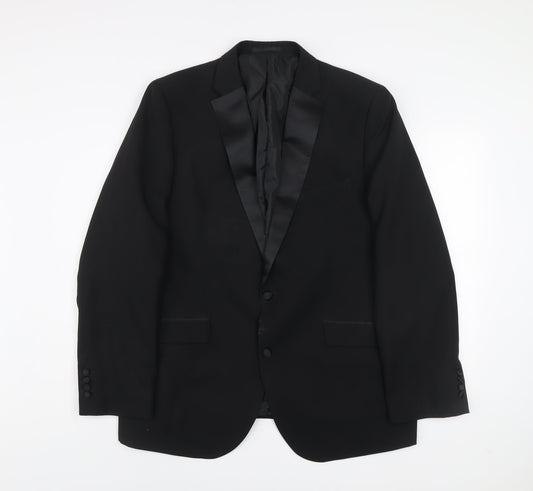 Mens UK Size 48R Charlton Gray Regular Black Suit Tuxedo
