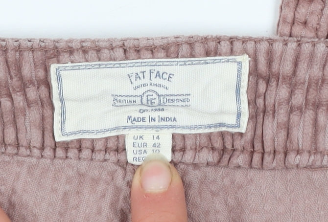 Fat Face Womens Pink Corduroy Chino Trousers Size 14 Regular
