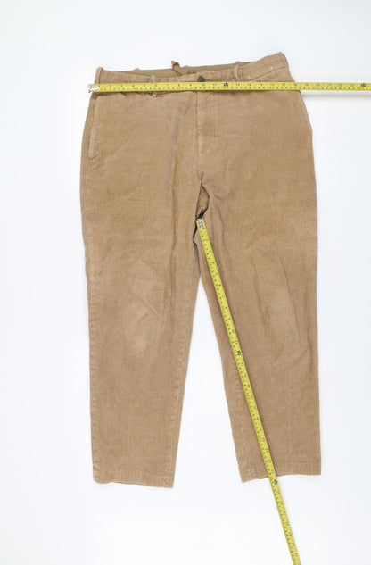 Uniqlo Men's Beige Corduroy Chino Trousers L 33in Regular Fit