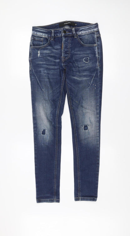 Alessandro Zavetti Men's Blue Distressed Slim Denim Jeans Size 28