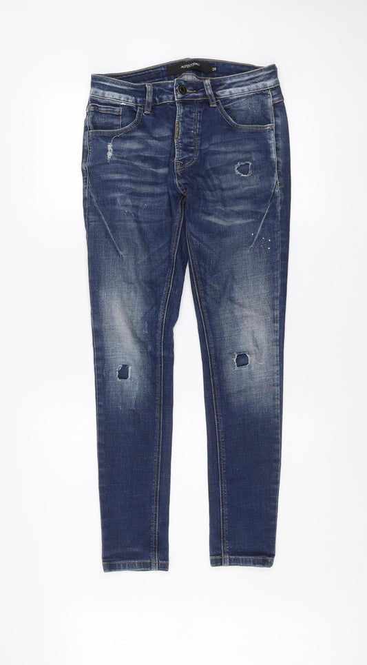 Alessandro Zavetti Men's Blue Distressed Slim Denim Jeans Size 28