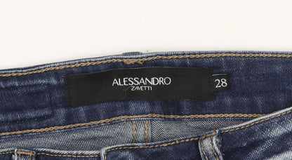 Alessandro Zavetti Men's Blue Distressed Slim Denim Jeans Size 28