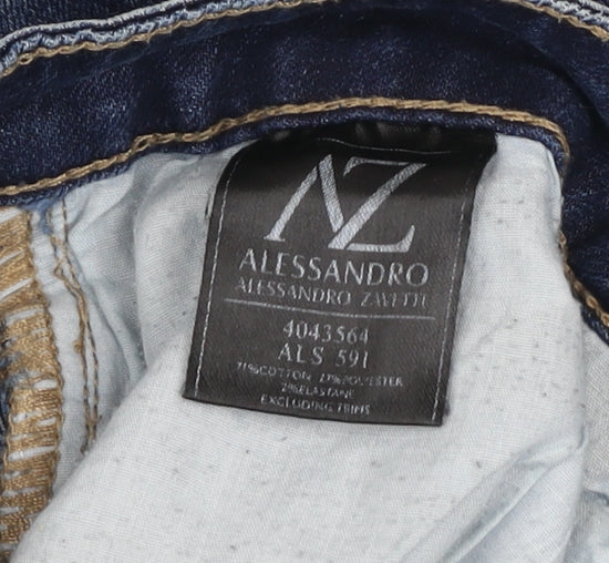 Alessandro Zavetti Men's Blue Distressed Slim Denim Jeans Size 28