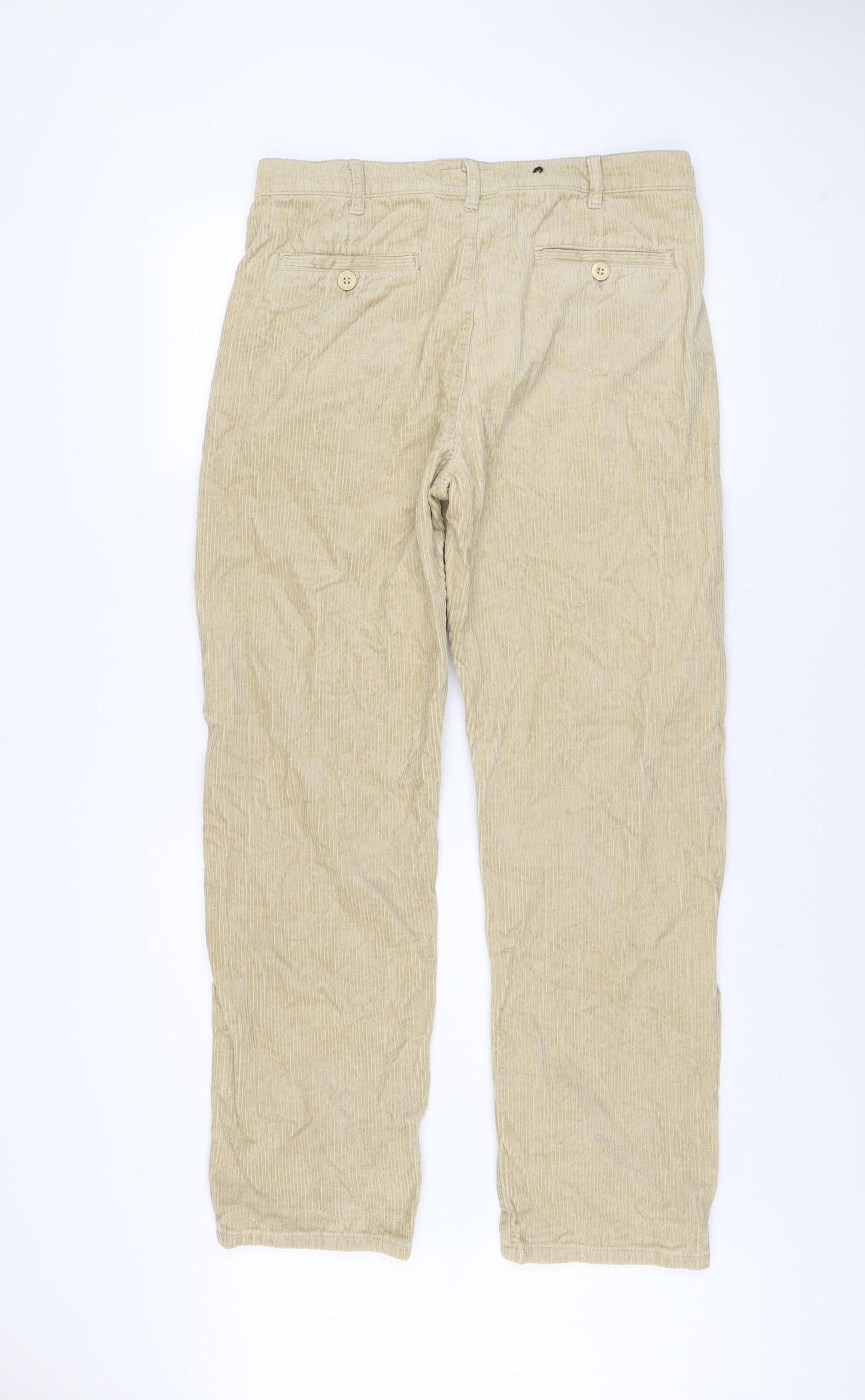 Route One Men's Beige Corduroy Trousers W32 Classic Fit