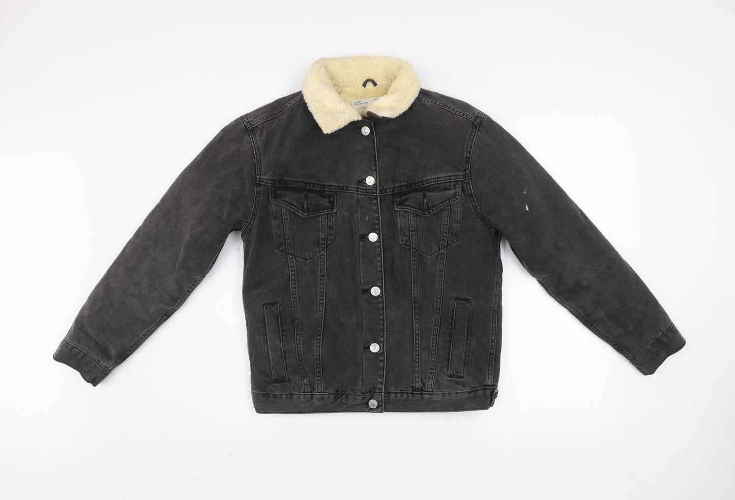Womens UK Size 4 Topshop Black Denim Jacket