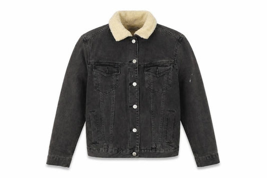 Womens UK Size 4 Topshop Black Denim Jacket