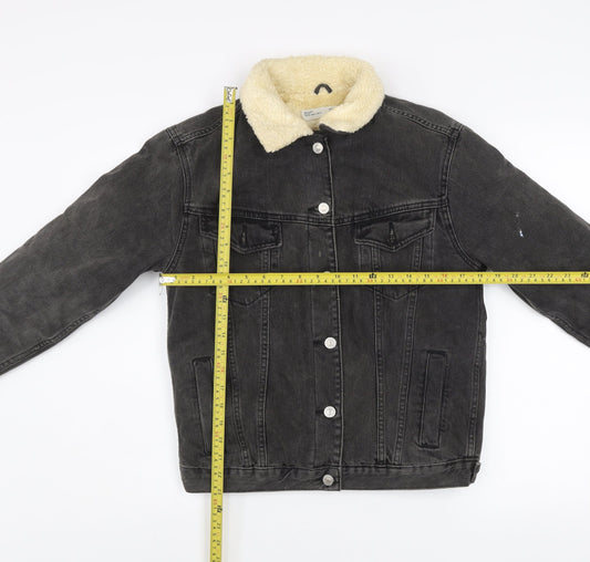 Womens UK Size 4 Topshop Black Denim Jacket
