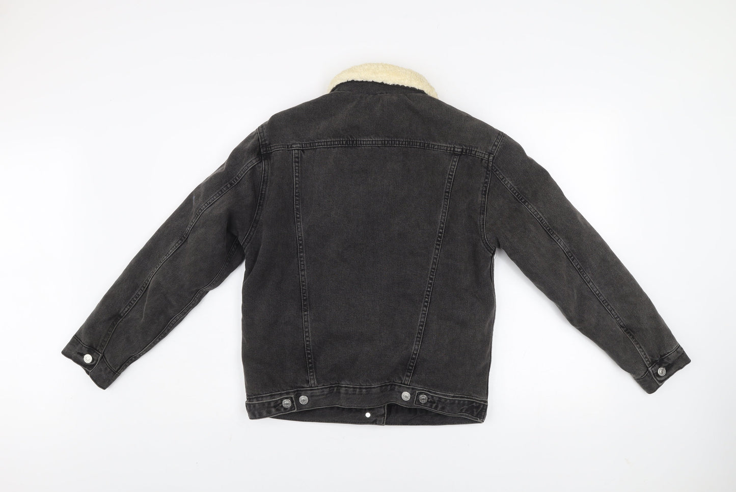 Womens UK Size 4 Topshop Black Denim Jacket