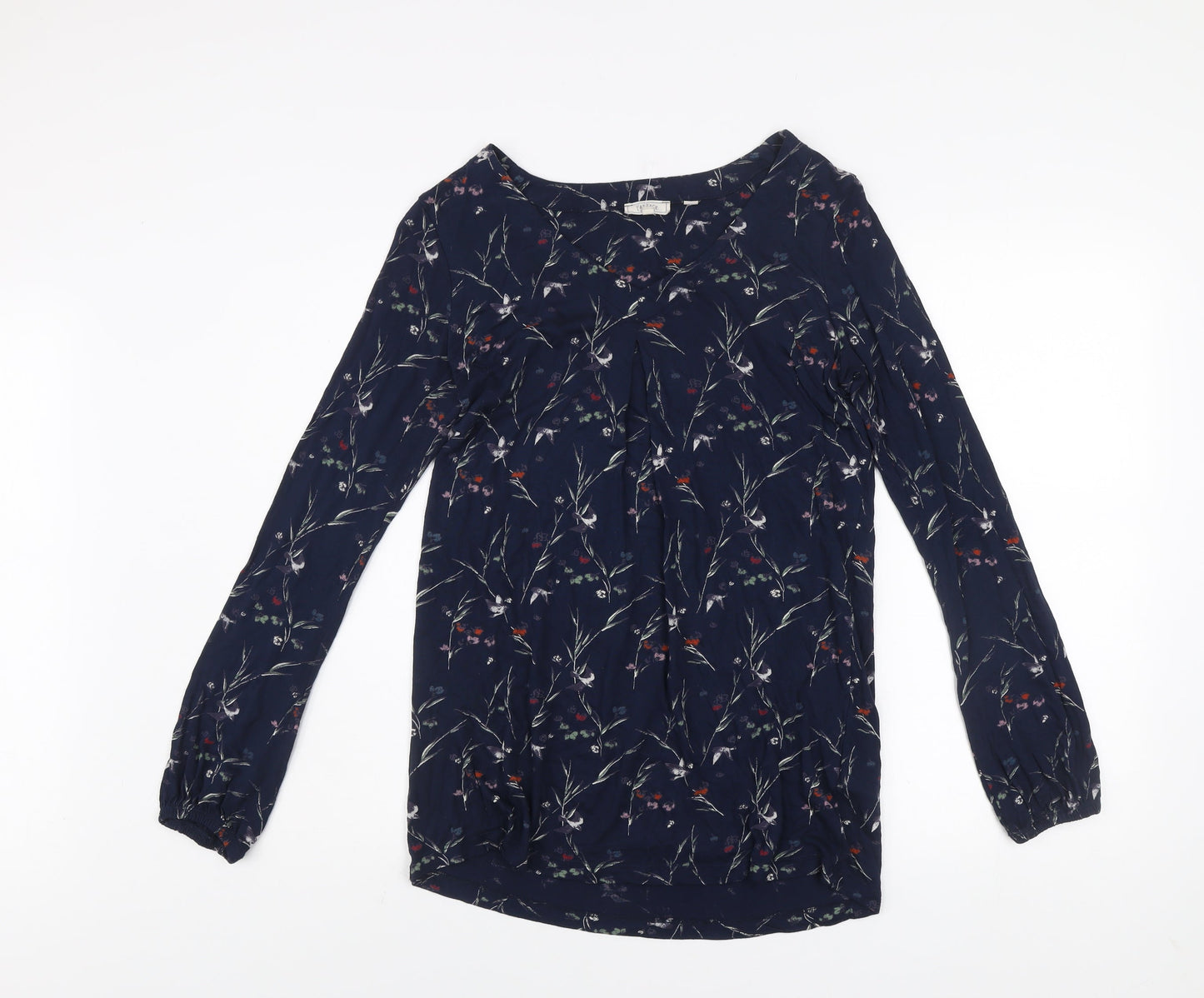 Fat Face Women’s Blue Floral Long Sleeve Tunic Blouse Size 10