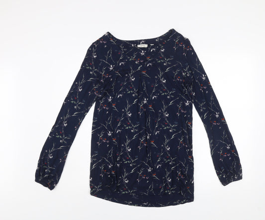 Fat Face Women’s Blue Floral Long Sleeve Tunic Blouse Size 10
