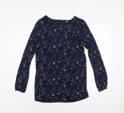 Fat Face Women’s Blue Floral Long Sleeve Tunic Blouse Size 10