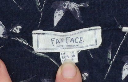 Fat Face Women’s Blue Floral Long Sleeve Tunic Blouse Size 10