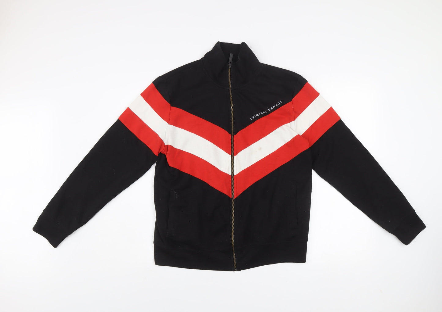 Criminal Damage Men's Black Red White Track Jacket Size S Full Zip