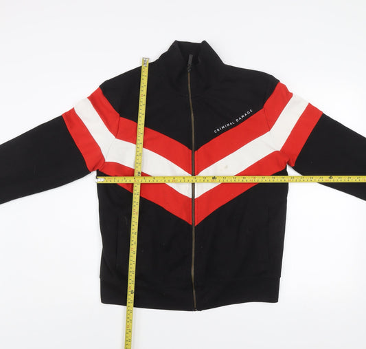 Criminal Damage Men's Black Red White Track Jacket Size S Full Zip