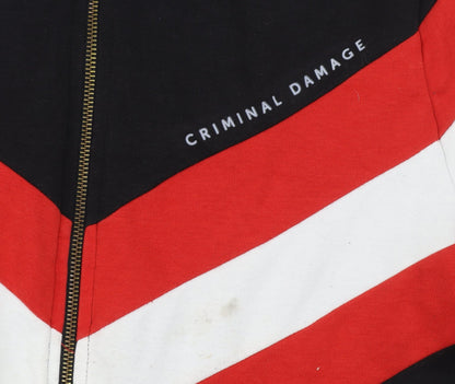 Criminal Damage Men's Black Red White Track Jacket Size S Full Zip