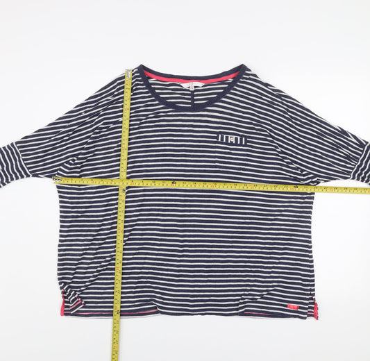 Jasper Conran Women’s Blue Striped 3/4 Sleeve Cotton T-Shirt Size 14