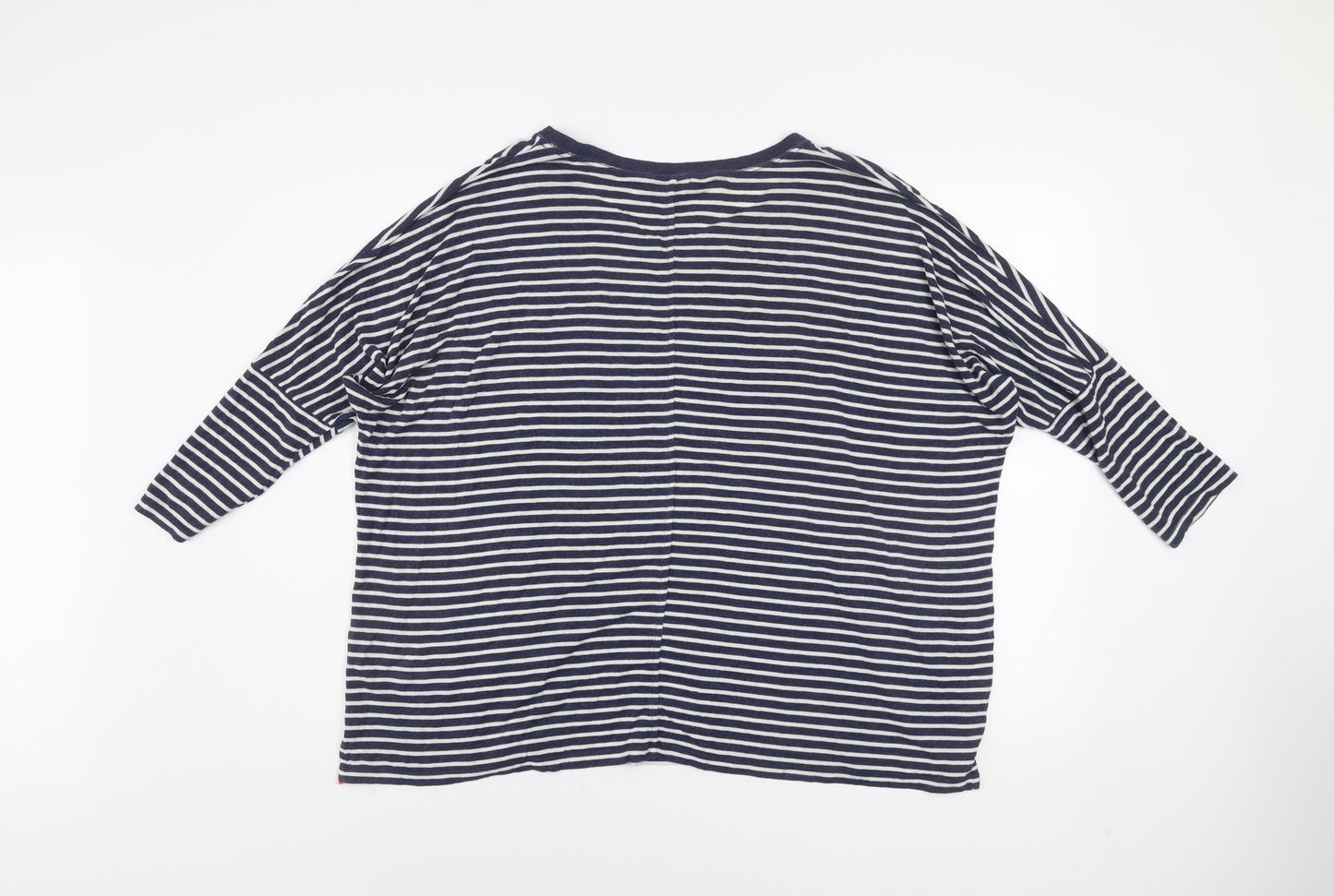 Jasper Conran Women’s Blue Striped 3/4 Sleeve Cotton T-Shirt Size 14