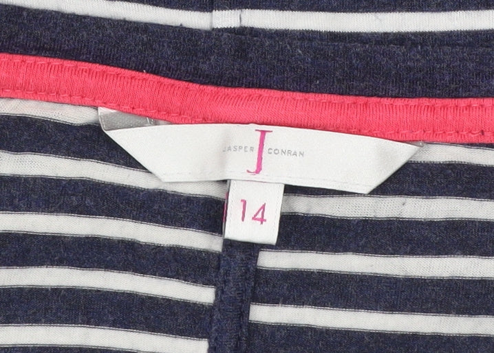 Jasper Conran Women’s Blue Striped 3/4 Sleeve Cotton T-Shirt Size 14