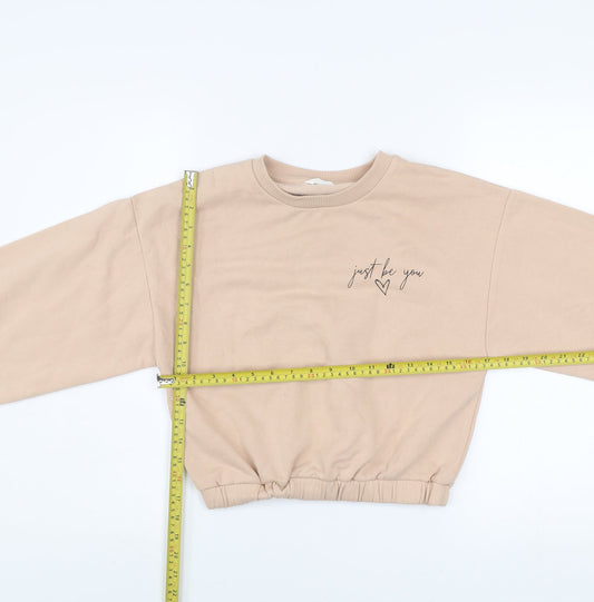 Candy Couture Girls Beige Just Be You Pullover Sweatshirt Age 13