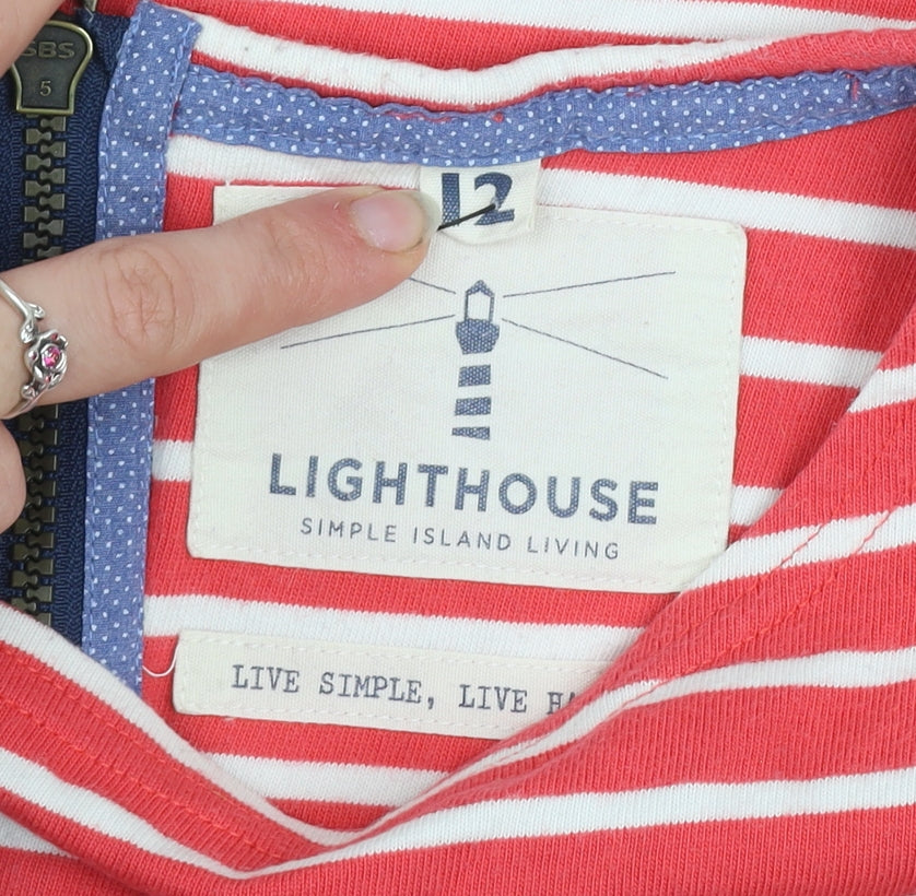 Womens UK Size 12 LIGHTHOUSE Red Basic T-Shirt