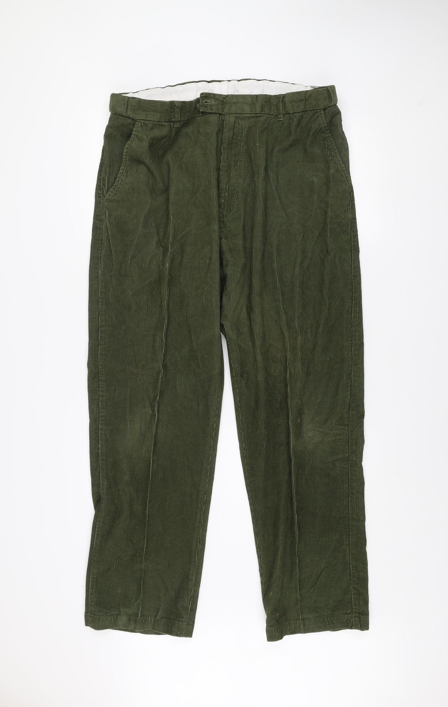 Clifford James Men's Green Corduroy Trousers 38R Classic Fit Cotton