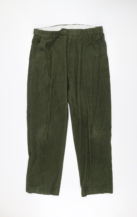 Clifford James Men's Green Corduroy Trousers 38R Classic Fit Cotton