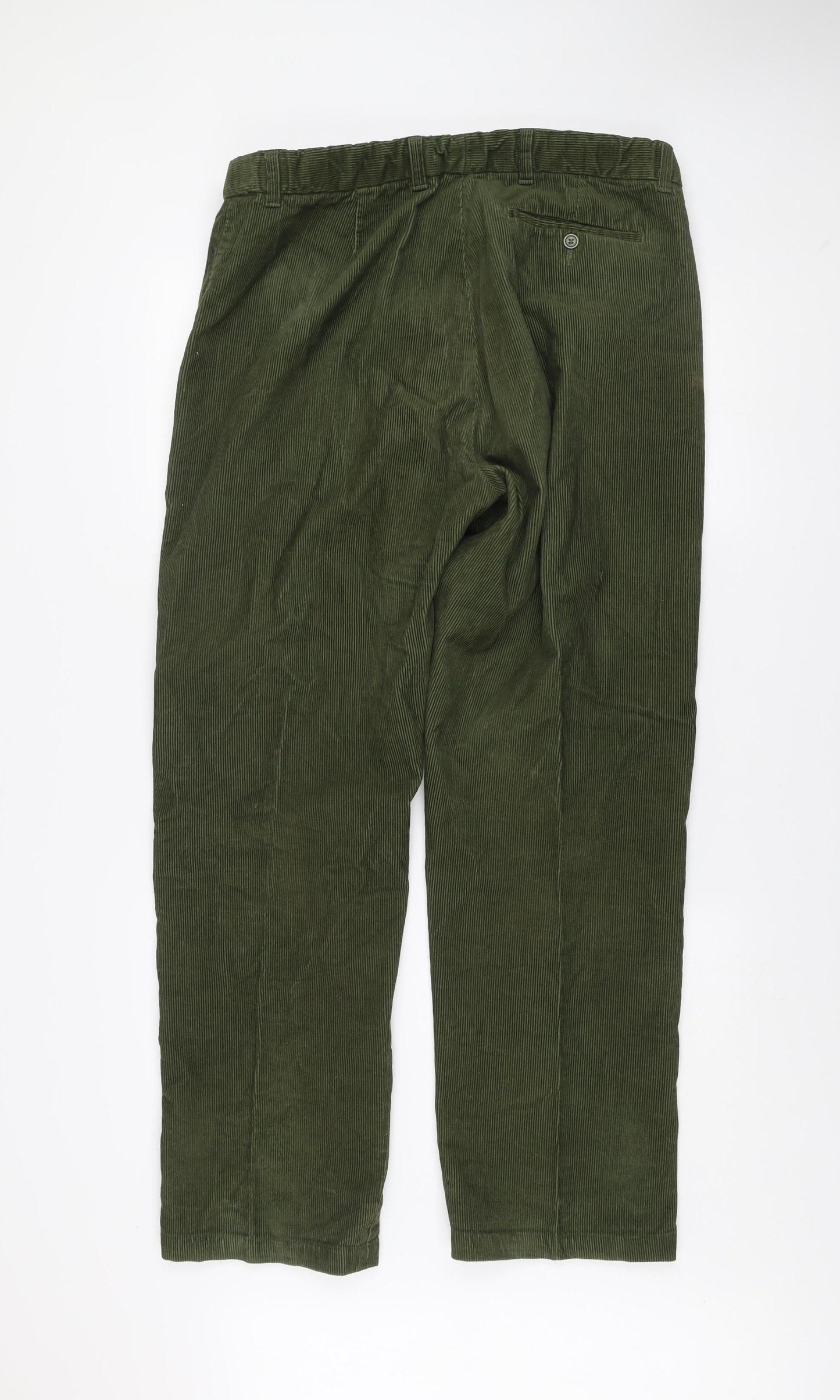 Clifford James Men's Green Corduroy Trousers 38R Classic Fit Cotton
