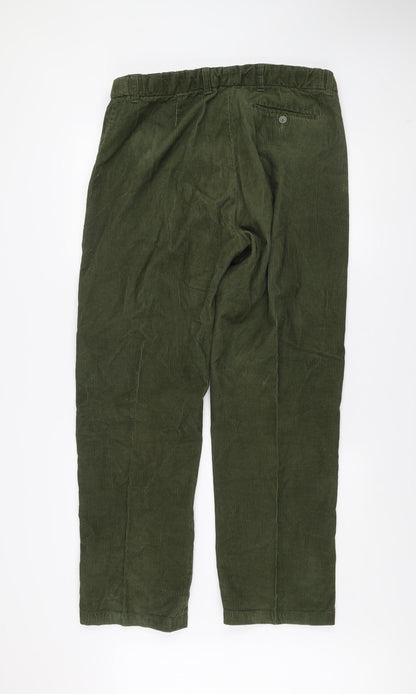 Clifford James Men's Green Corduroy Trousers 38R Classic Fit Cotton