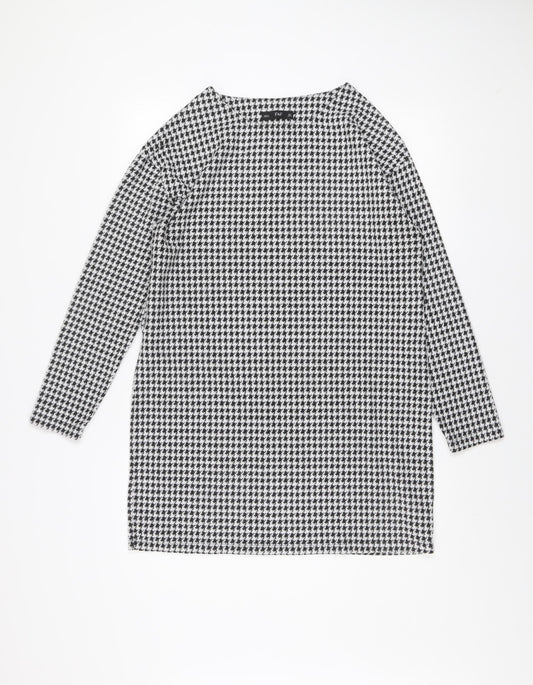 F&F Womens Black White Houndstooth Shift Dress Size 12
