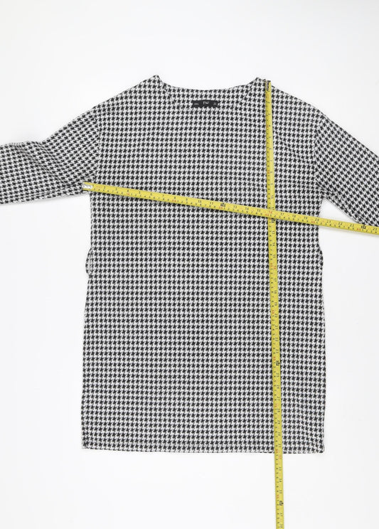 F&F Womens Black White Houndstooth Shift Dress Size 12