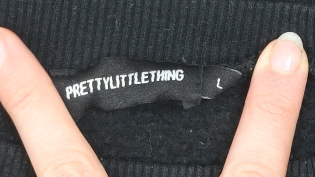Womens UK Size L PRETTYLITTLETHING Black Pullover Sweatshirt