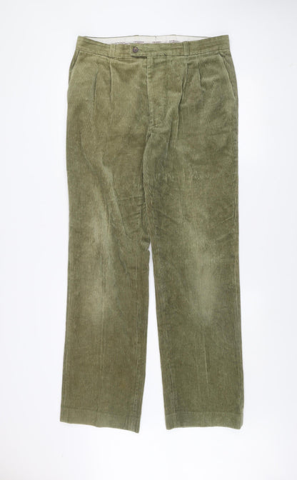 Gabicci Men’s Green Corduroy Trousers 36W 34L Regular Fit