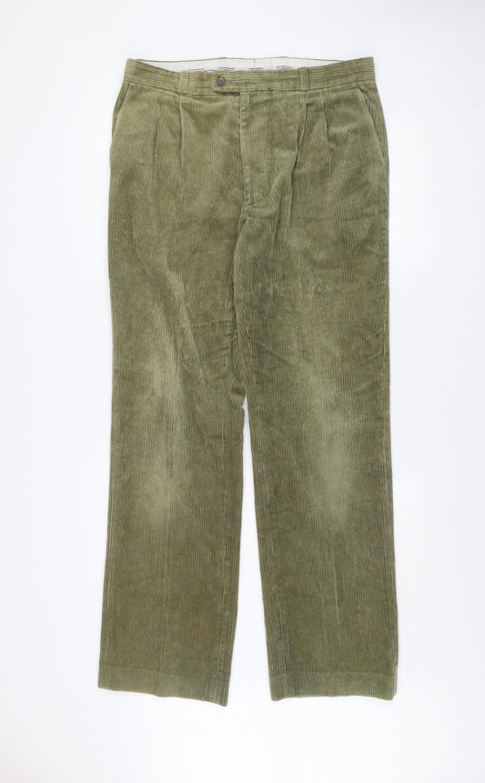 Gabicci Men’s Green Corduroy Trousers 36W 34L Regular Fit