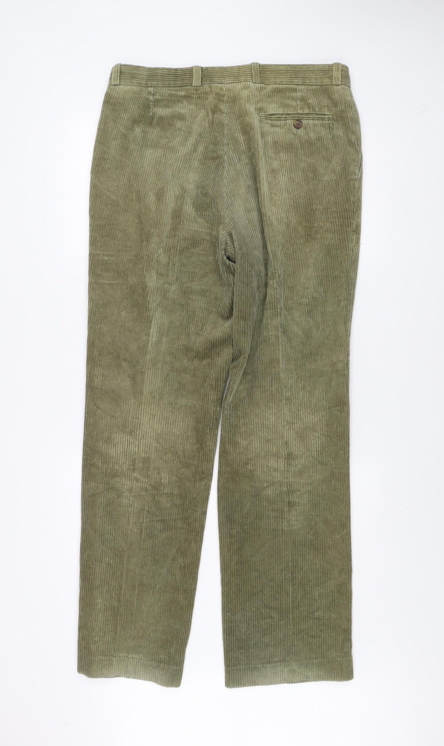 Gabicci Men’s Green Corduroy Trousers 36W 34L Regular Fit