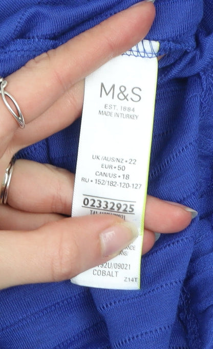 Womens UK Size 22 Marks and Spencer Blue Tunic Blouse