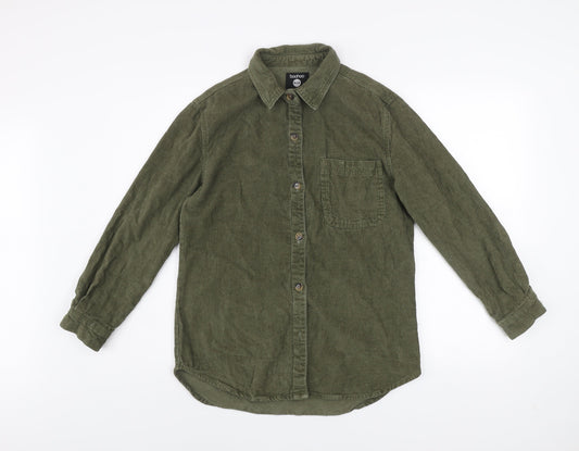 Boohoo Women’s Green Corduroy Button-Up Shirt Size 8