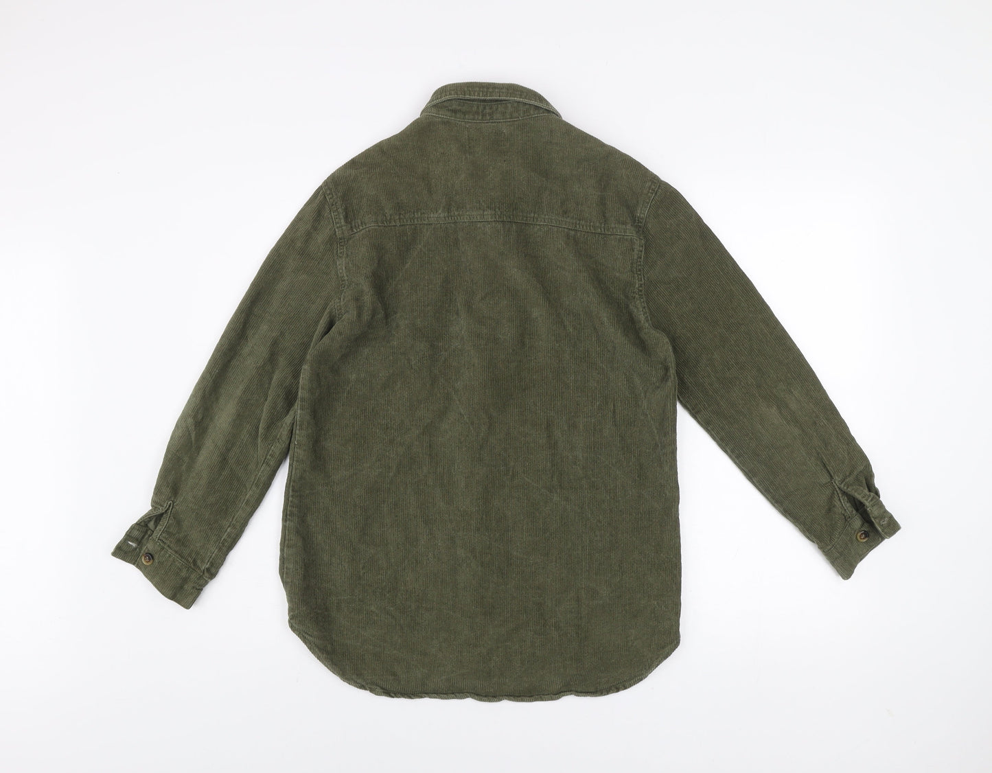 Boohoo Women’s Green Corduroy Button-Up Shirt Size 8