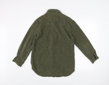 Boohoo Women’s Green Corduroy Button-Up Shirt Size 8