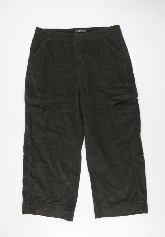 Denim Co Women Brown Corduroy Cargo Trousers Size 18 UK Cotton