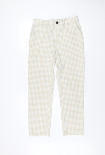 boohooMAN Men's Beige Check Slim Fit Chino Trousers Size 32