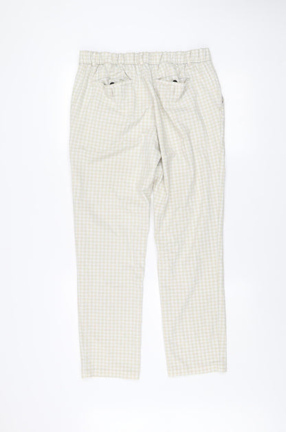 boohooMAN Men's Beige Check Slim Fit Chino Trousers Size 32