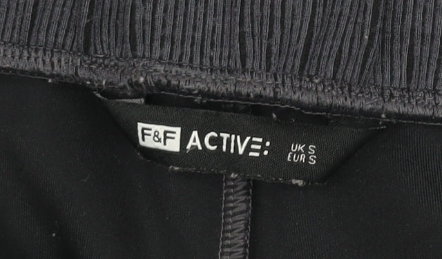 Womens UK Size S F&F Regular Fit Jogger Black Trousers