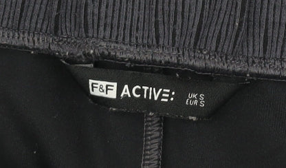 Womens UK Size S F&F Regular Fit Jogger Black Trousers