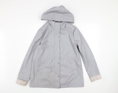 New Look Women’s Grey Hooded Waterproof Rain Coat Jacket Size 10