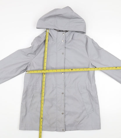New Look Women’s Grey Hooded Waterproof Rain Coat Jacket Size 10