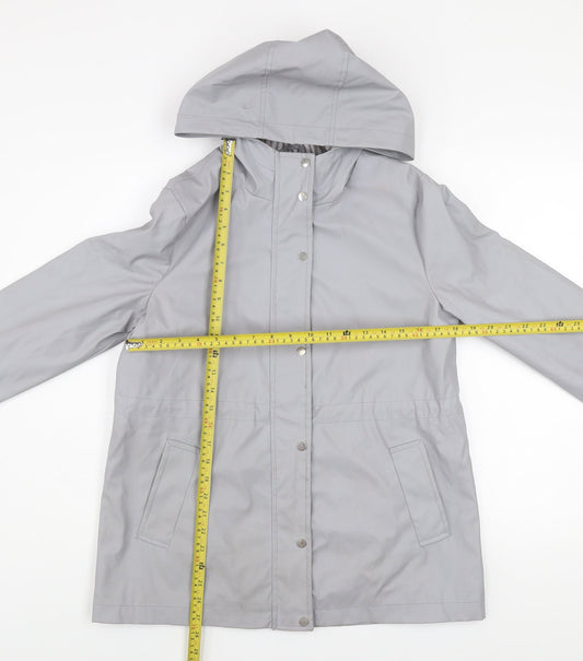 New Look Women’s Grey Hooded Waterproof Rain Coat Jacket Size 10